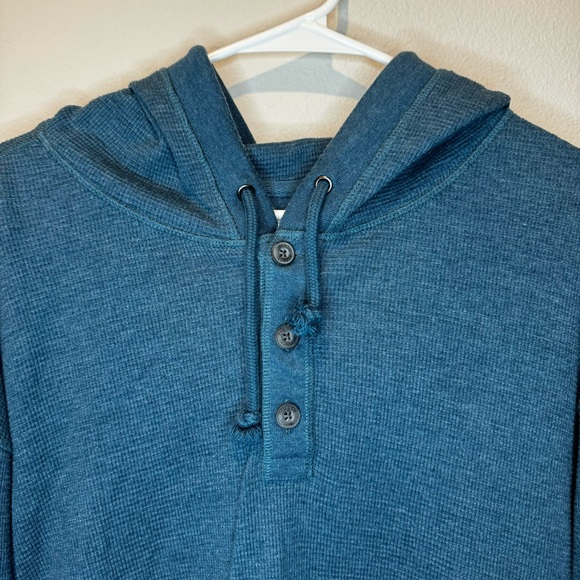 Duluth Trading Co. Men's 3XL Henley Waffle Knit Thermal Long Sleeve Burly Hoodie - Picture 2 of 6